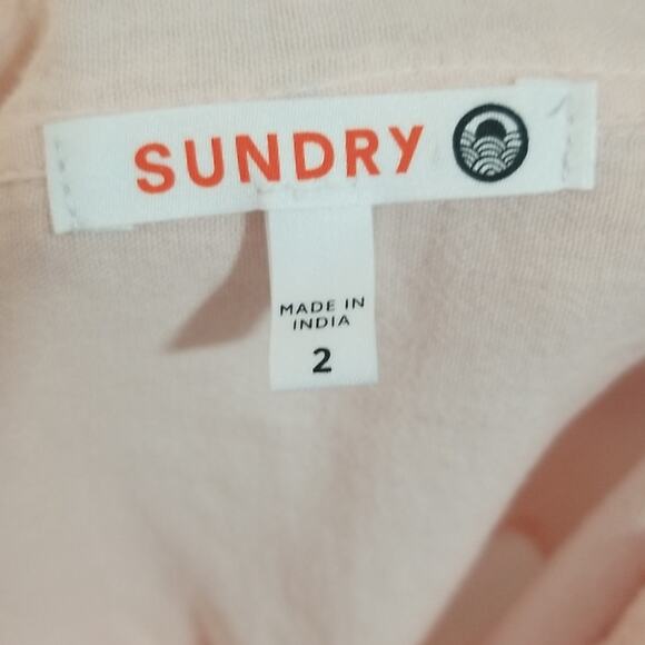 Sundry Light Pink Gauze Cotton Button Down Shirt with Hearts - Picture 4 of 7